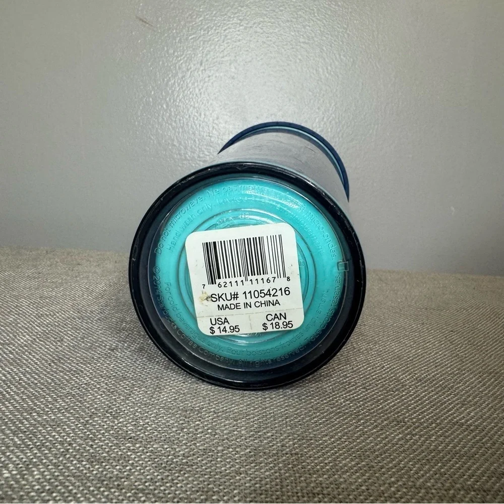 Starbucks 2014 Venti Teal Black Tumbler with Lid
